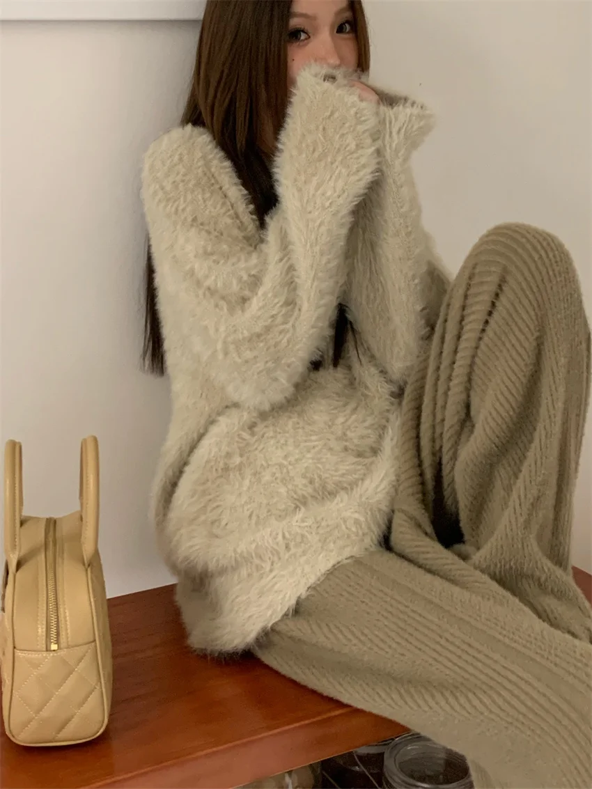 Женский свободный свитер PLAMTEE цвета хаки шикарные мягкие повседневные