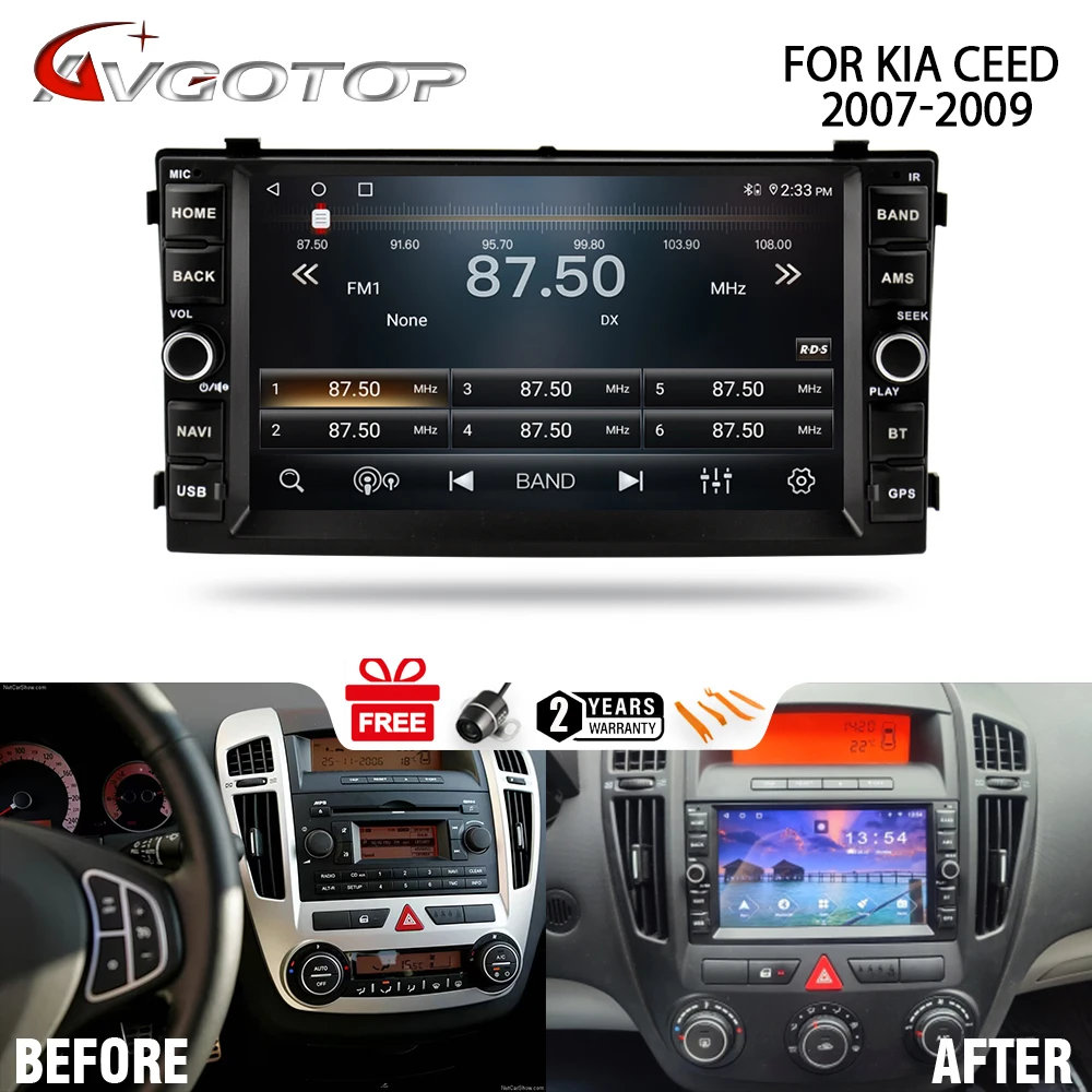 Фото Для KIA CEED 2007 2008 2009 Carplay автомобильный мультимедийный стереоплеер Auto Audio Navi Stero 7-дюймовый экран Android 14 АВТОМОБИЛЬНЫЙ РАДИО GPS №1