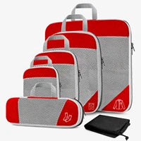 6pcs travel compressed storage organizer set with shoe bag mesh visual portable luggage lightweight packing cubes suitcase bag