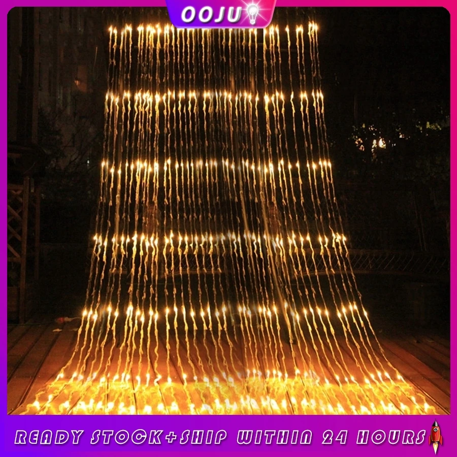 

Ready Stock OOJU 320 LED Waterfall Lamp Waterproof Meteor Shower Rain Fairy Lights Christmas Led Lights Curtain Home Decor