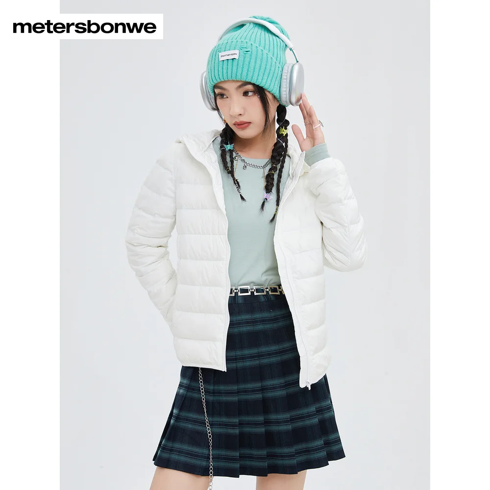 Metersbonwe Women's 22New Winter Women's Multi-Coloured Hooded Down Jacket Solid Color Youth Ultra Light Thin Warm Wear Casual