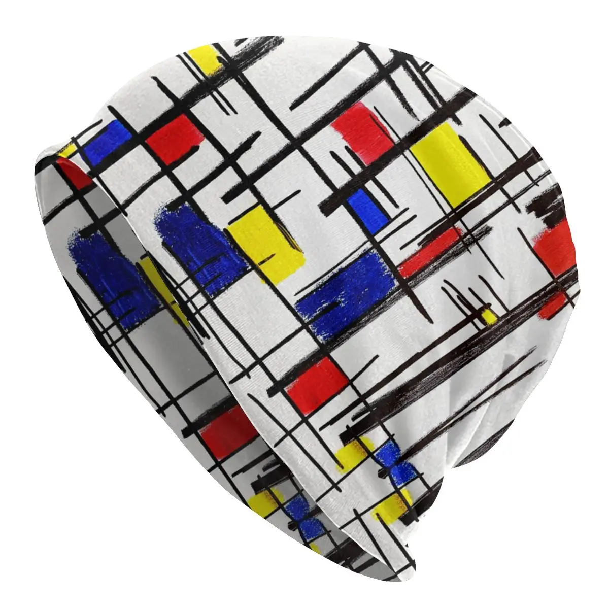 

Mondrian, минималистский стиль, современный художественный стиль, мужская Трикотажная шапка для мужчин и женщин, Осень-зима, теплые современные...