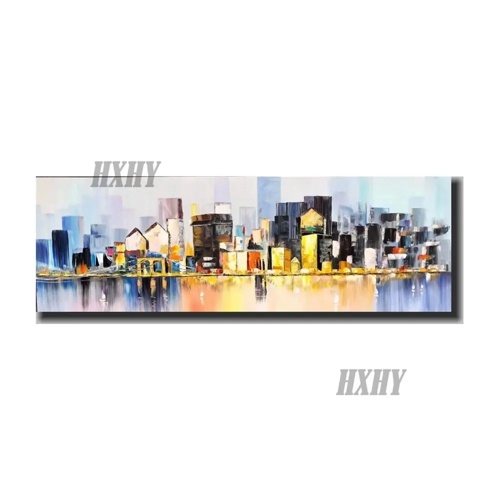 

Riverside Building Wall Hanging Decor Paintings Scattered Buildings Abstract Wall Art For Cosy Living Room