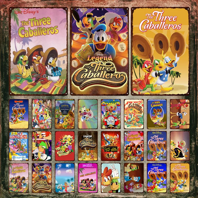 

The Three Caballeros Metal Signs Disney Cartoon Movie Funny Ducks Metal Poster Tin Sign Tin Paintings Wall Stickers Retro Decor