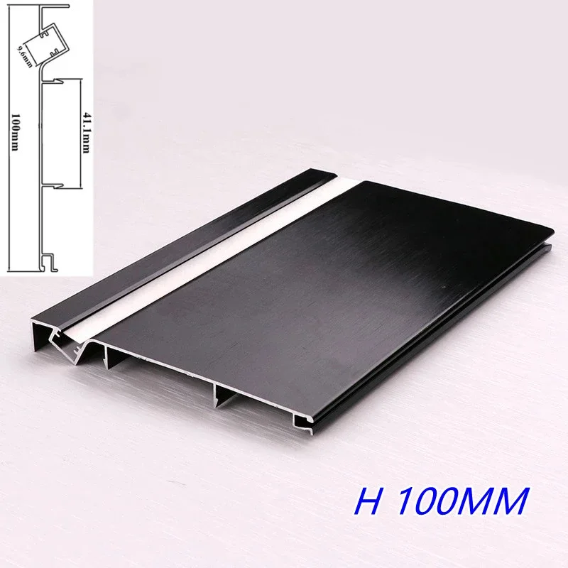 H100 мм, 1 м/шт., плинтус, алюминиевые профили, линейная полоса, светодиодная подсветка, крепление на поверхность, плинтус, молочная крышка, угловой декор для лестницы