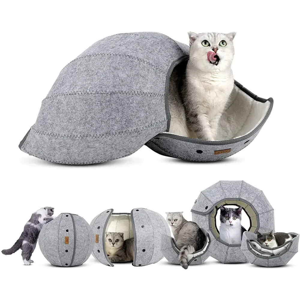 

NEW Shell Cat Bed House Indoor for Cats Multi-Function Cat Tent Scratch Resistant Cat Tunnel Tube Foldable Cat Toy Cave Bed Mat