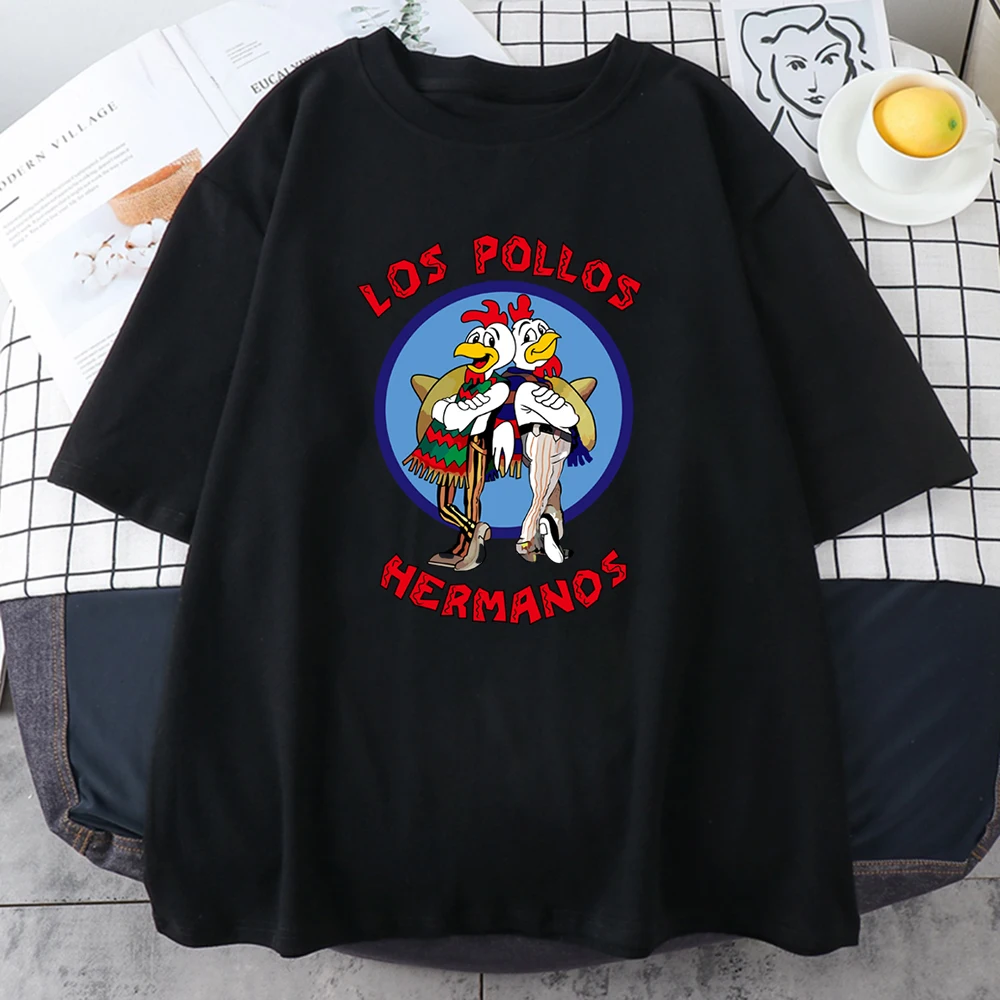 

Забавные мультяшные футболки Los Pollos Hermanos, модная брендовая футболка, футболка в стиле хип-хоп, повседневные мужские топы из мягкого хлопка