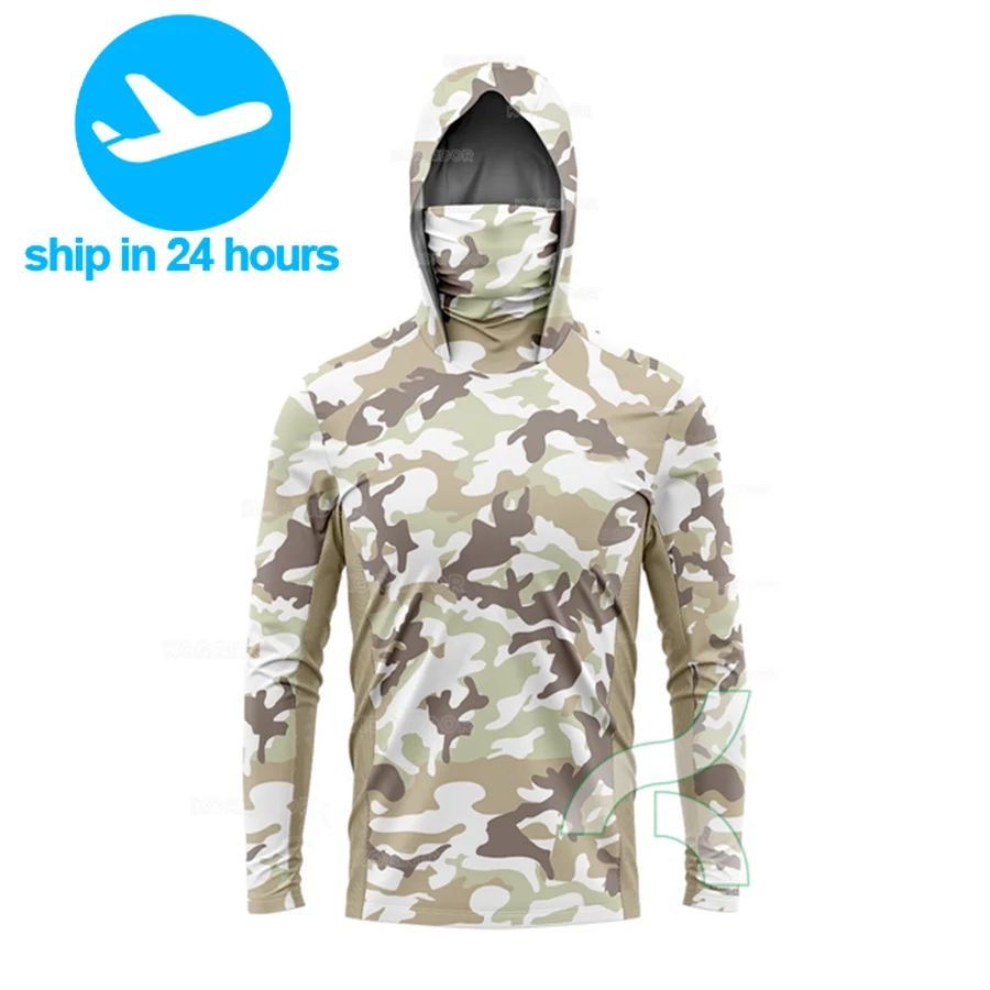 Камуфляжная рыболовная рубашка UPF 50 + футболка с длинным рукавом и маской для лица