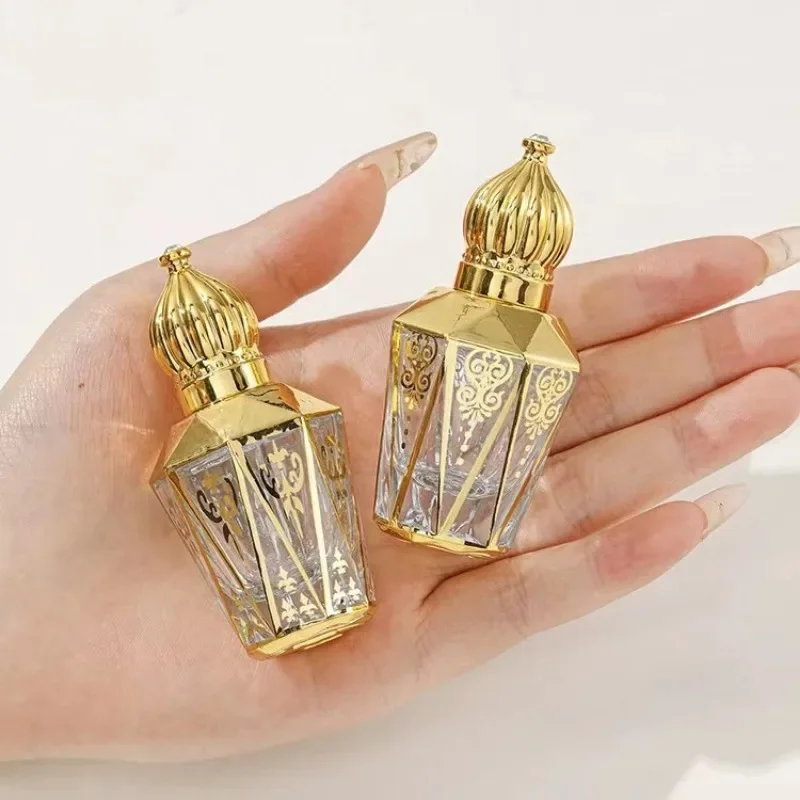 ü Perfume Bottle 12ml Przenośna szklana butelka w rolce Złote opakowanie Mini pojemnik na olejki eteryczne Mieszanie pustych butelek z rolkami