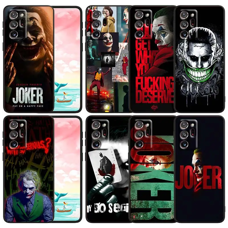 

Fashion Movie Joker Art For Samsung Note 20 10 9 Ultra Lite Plus F23 M52 M21 A73 A70 A20 A10 A8 A03 j7 j6 Black Phone Case
