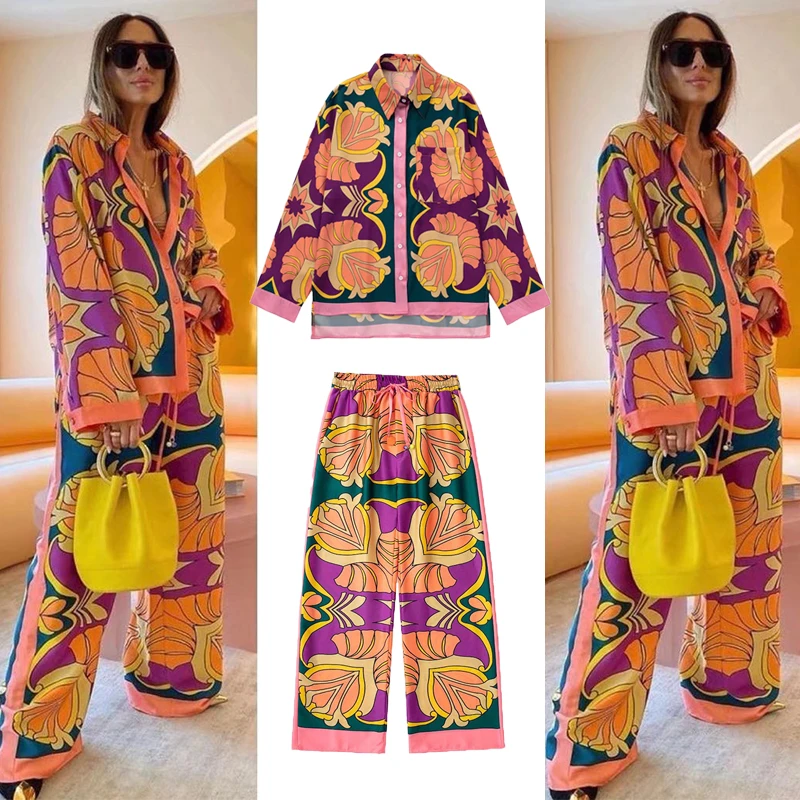 New Fashion Print Elegant Women's Suit 2022 New Elastic Waist Straight 2 Piece set Suit Casual Chic Youth Vacation Fashion Suit