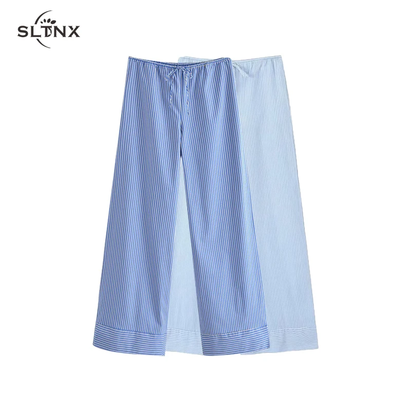 

Брюки женские в полоску, с широкими штанинами и низкой посадкой