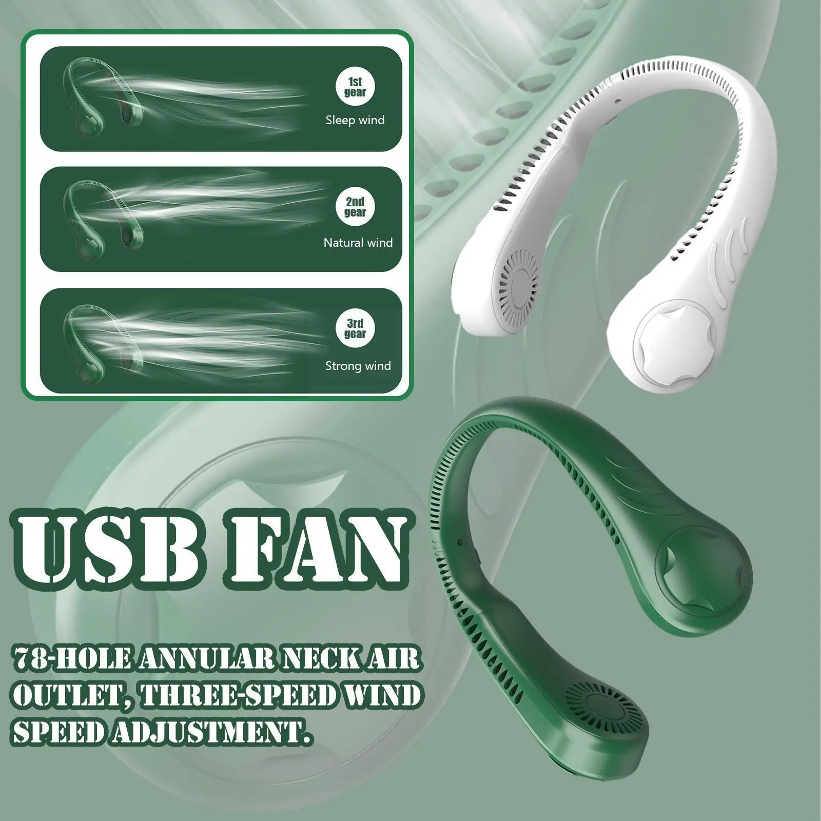 

Portable Neck-mounted Fan USB Rechargeable Mini Lazy Neck Bladeless Cooler Wearable Neckband Cooling Fan For Home Office Ou W1Z8