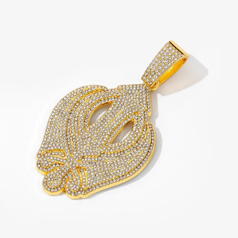 Ожерелье из сплава в стиле хип-хоп с бриллиантами и резьбой по лицу уникальное