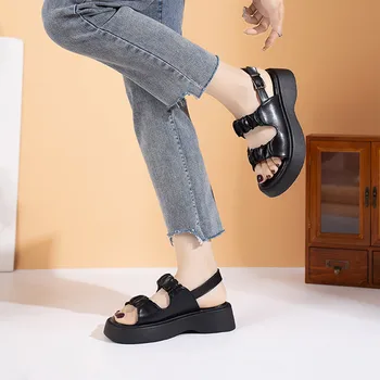 Leather Women's Sandals Women's Rome Platform Sandals Designer Sandals Women Sandals Summer Shoes for Women Sandalia Plataforma 1