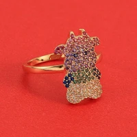 women ring copper full coloured diamonds cartoon ring women luxury jewelry valentine day jewelry women wedding rings wholesale