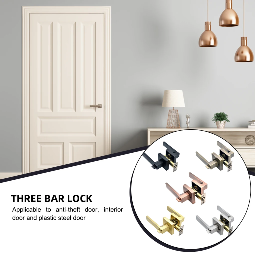 

Modern Interior Door Lock Bedroom Bathroom Study Room Aluminum Alloy Three-bar Locks Home Security Doors Handle Accessories