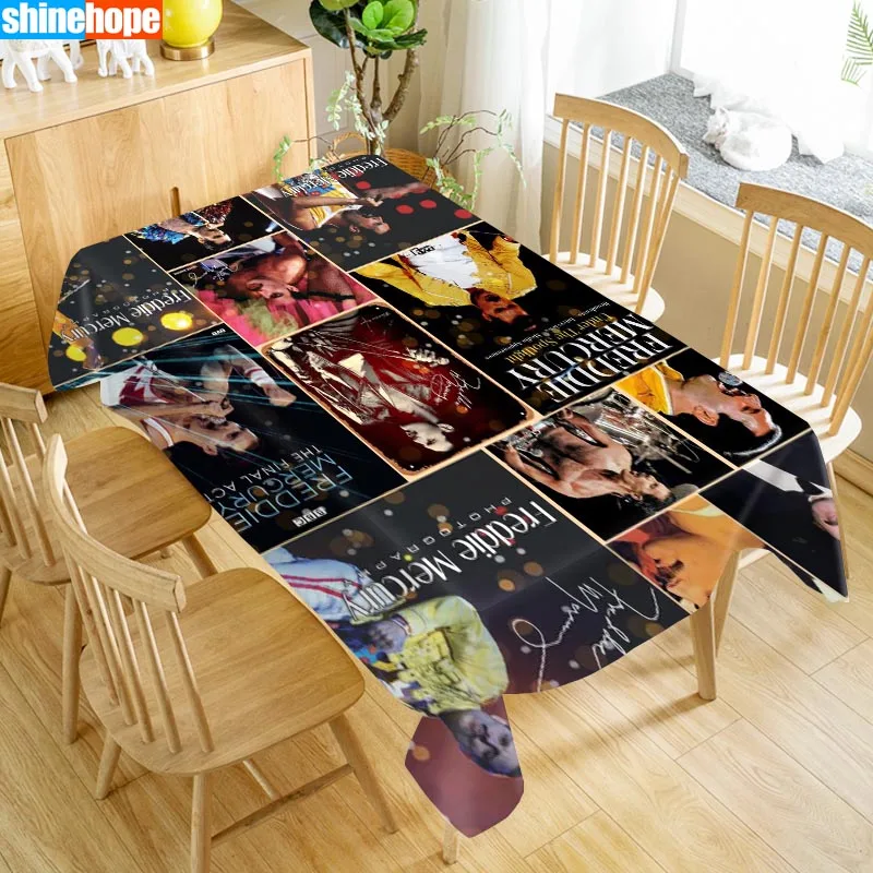 

New Arrival Custom Freddie Mercury Table Cloth Waterproof Oxford Fabric Rectangular Tablecloth Home Party Tablecloth