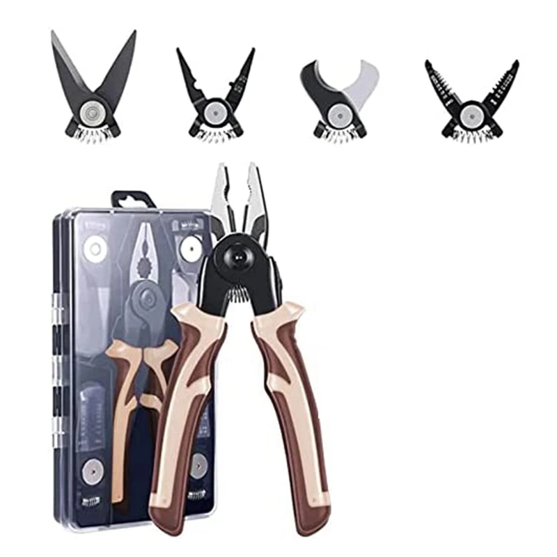 

5 In 1 Versatile Heavy Duty Tool Kit,Dual-Color PVC Handle Pliers,Portable Tool Kit Household Hand Toolbox General