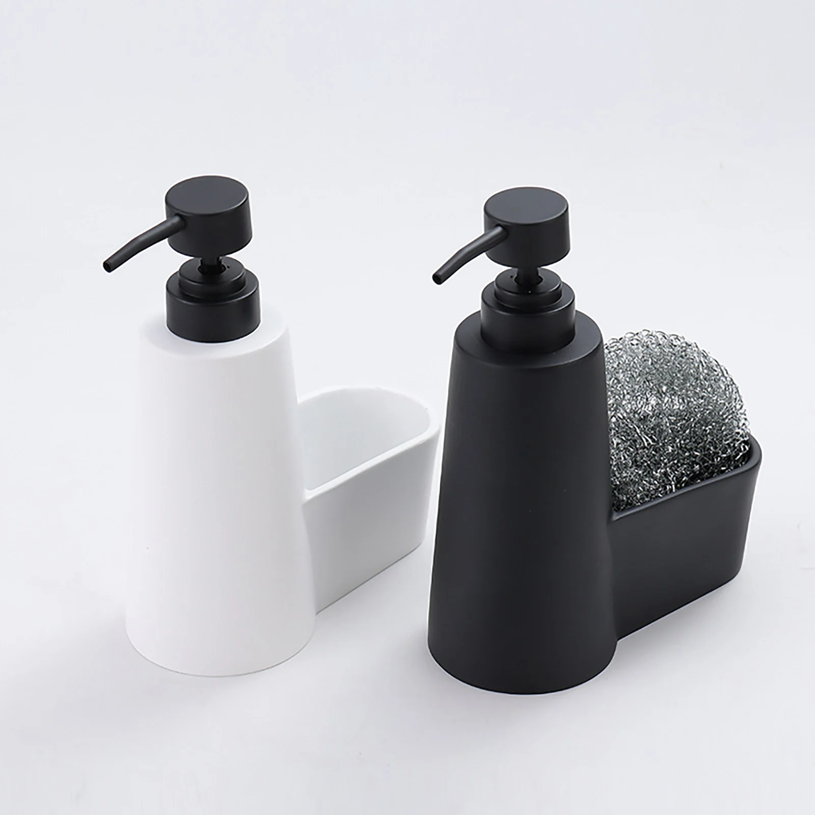 

Kitchen Liquid Hand Soap Dispenser with Storage Compartment Holds Dish Sponges Scrubbers for Sink Countertop