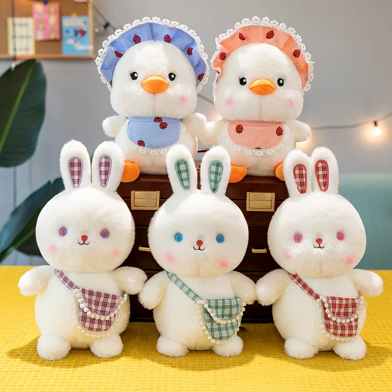 

23-CM Kawaii Animal Rabbit Plush Pastoral Duck Plush Toy Doll Soft Stuffed Pillow Girl Decorative Children's Gift