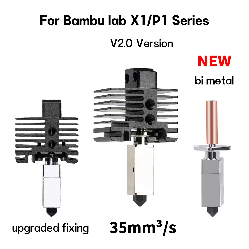 Фото Модернизированный комплект хотэнда V2.0 для Bambu Lab P1P: биметаллический термистор и сопло из закаленной стали для Bambu Lab X1, X1C, P1P, P1S №1