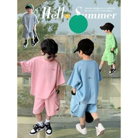 boys cotton summer suit 2022 latest popular short sleeve childrens shorts sports two piece suit