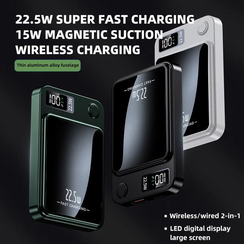 PD 22.5W Wireless Fast Charging External Battery Super Magnetic Power Bank 15W Portable Charge Power bank For iphone 14 Huawei