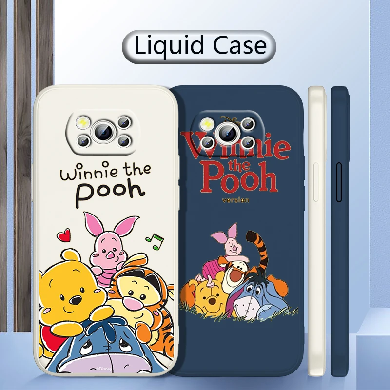 

Cartoon Winnie the Pooh For Xiao POCO F4 M4 X4 X3 F3 M3 C3 F2 X2 F1 GT Pro NFC Liquid Rope Shockproof Phone Case