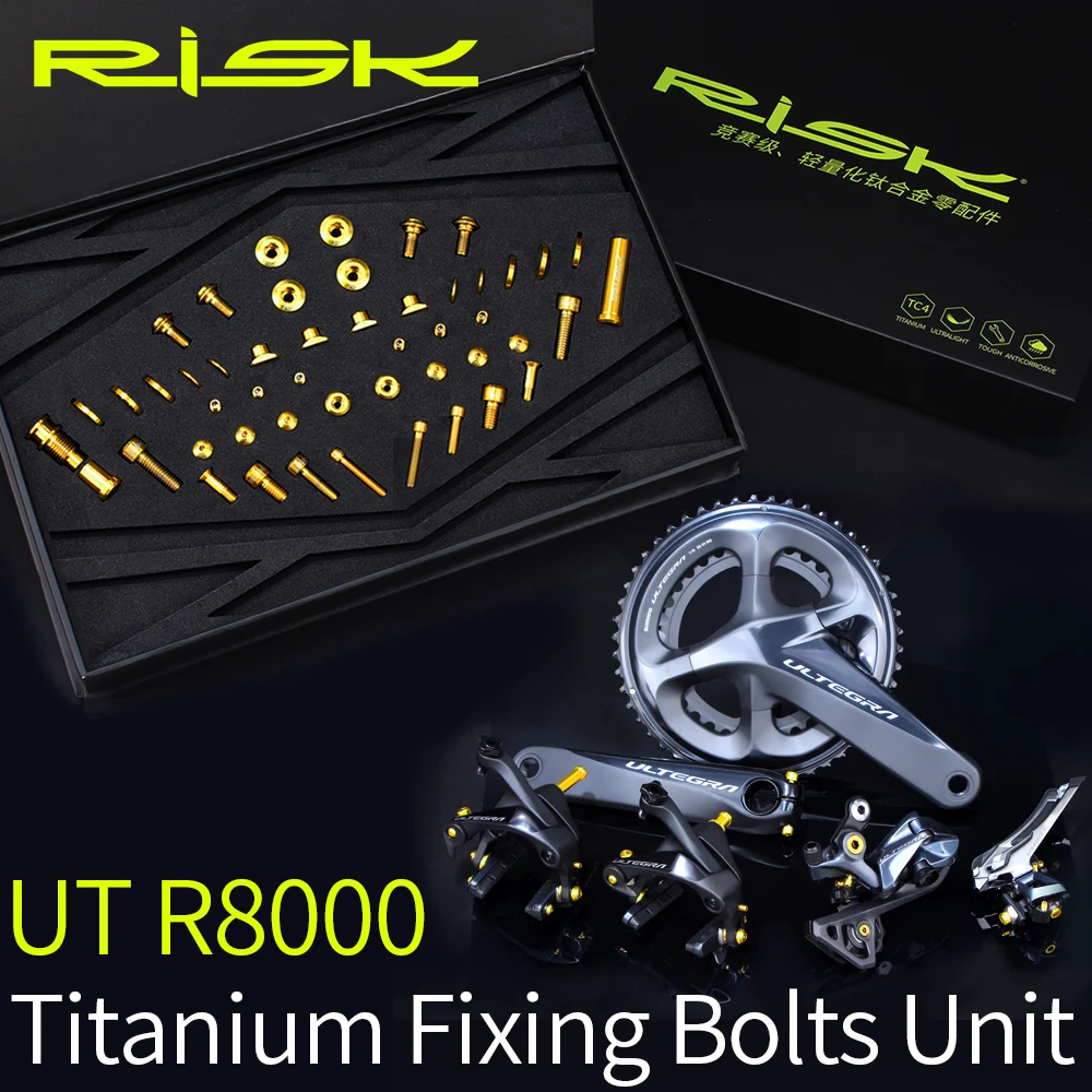 

RISK 49pcs/set R8000 Titanium Bike Screws Bolts Set For Shimano Ultegra R8000 Bicycle Derailleur System Screw Kit Ti Bolts