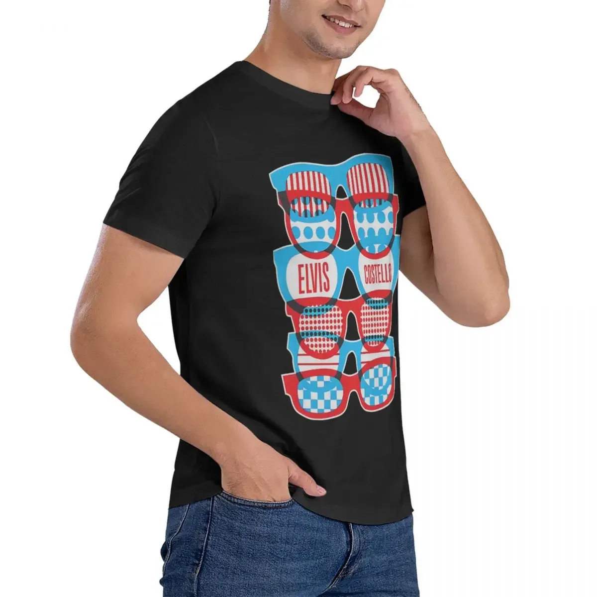 Футболка в стиле E-Elvis Costello Мужская стильная тенниска из чистого хлопка майка с