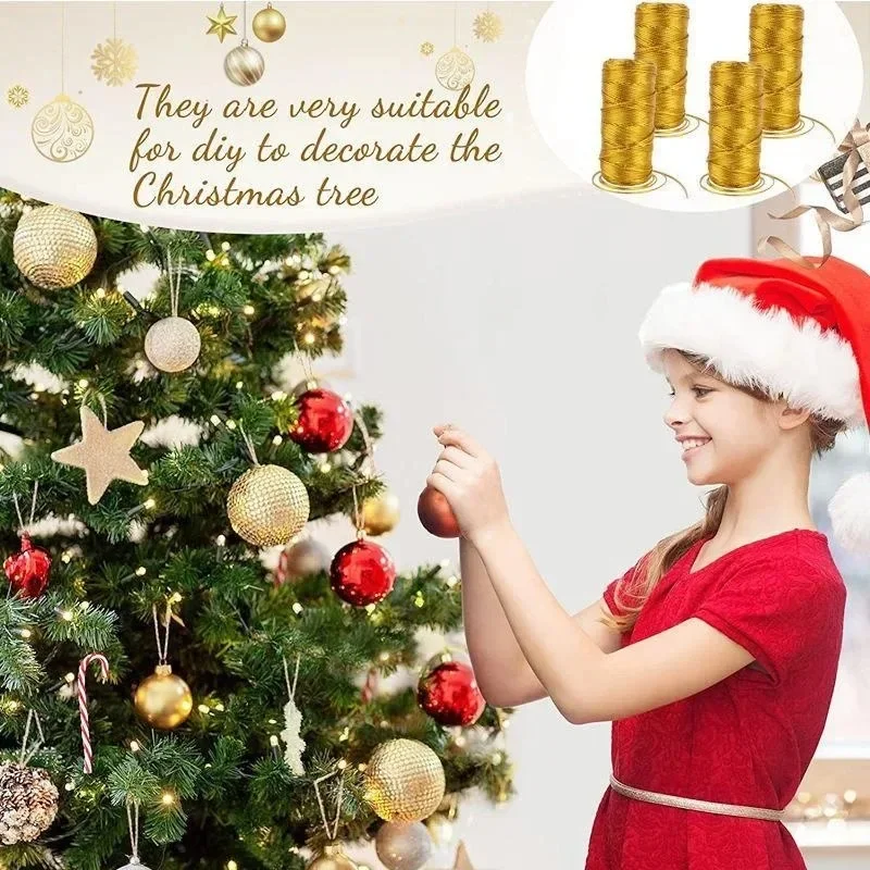 Шнур для макраме золотистый/серебристый 2 шт./100 м веревка шнурок лента банты