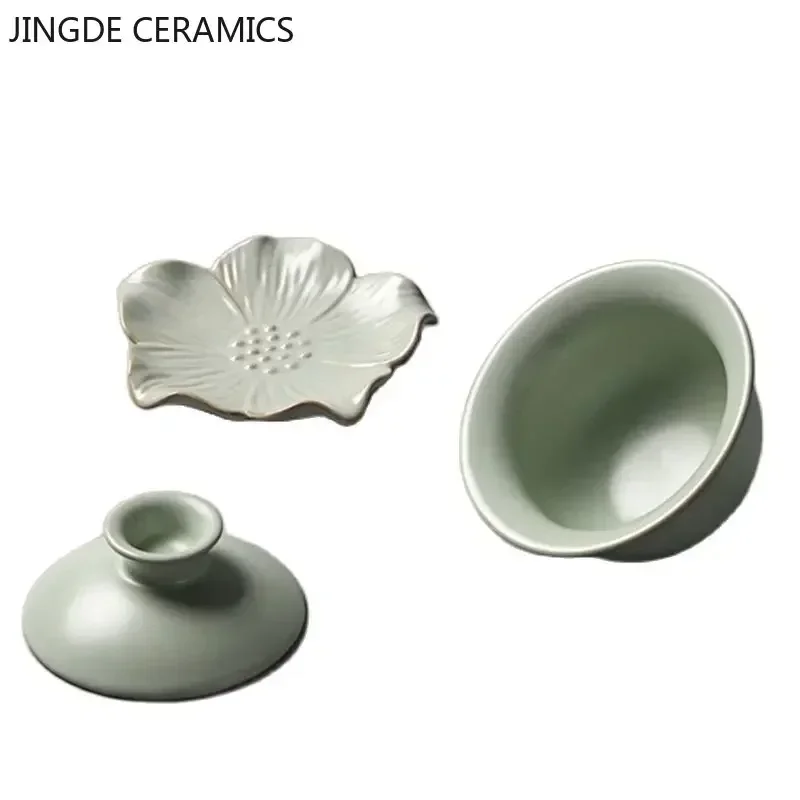 Китайский стиль Ru Kiln Sancai Gaiwan Ice Crack Glaze Керамический заварочный чайник Настроить