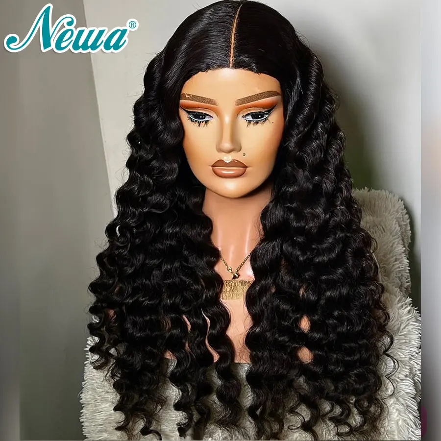 Фото Newa Hair Glueless Ready Wear HD Lace Closure Wig Natural Black HD Lace Frontal Wig Предварительно выщипанные отбеленные узлы 2x6 Парик с глубокой частью №3
