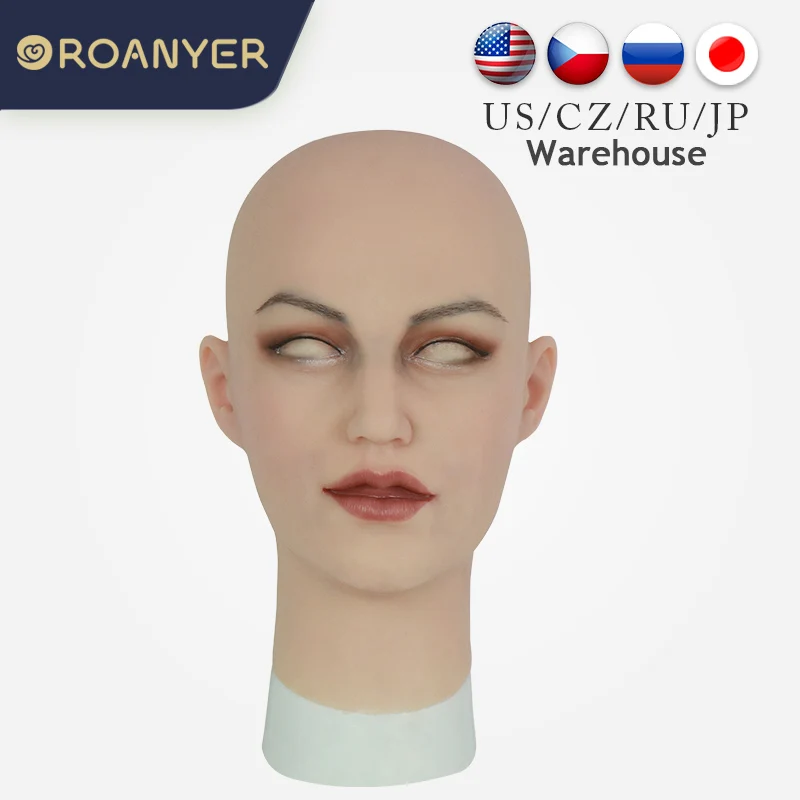 

ROANYER Realistic Silicone Handmade Ann Mask Masken For Crossdresser Artificial Female Masquerade Transgender Fake Face Shemale