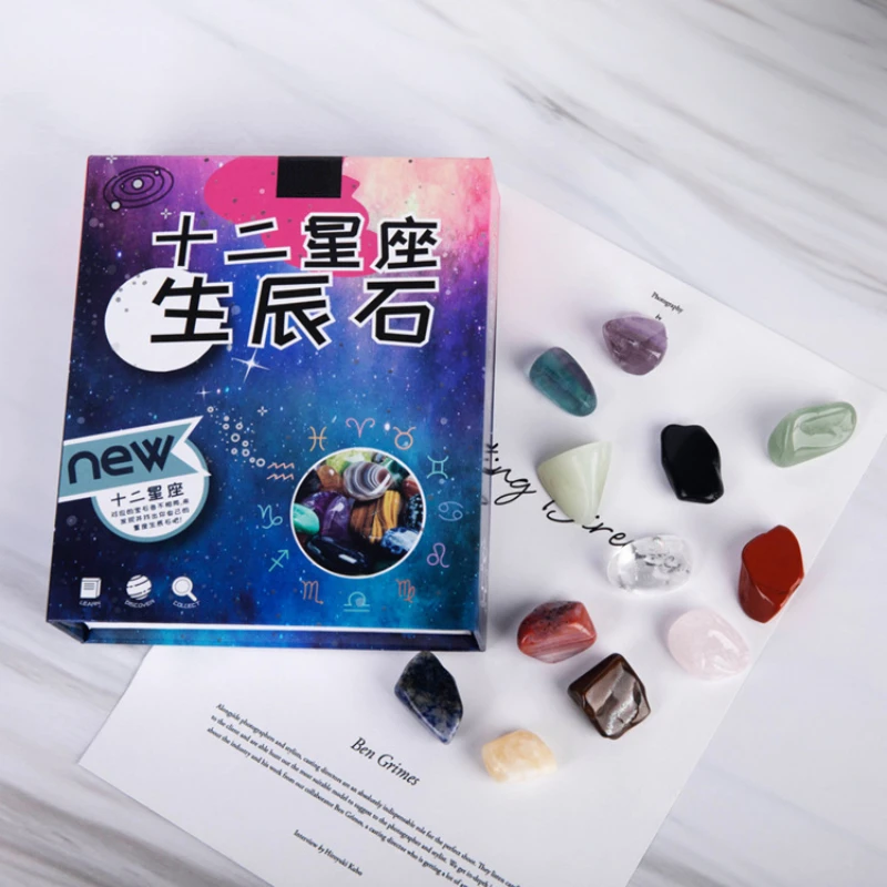 Образцы натурального камня в подарочной коробке необработанный минерал кварц