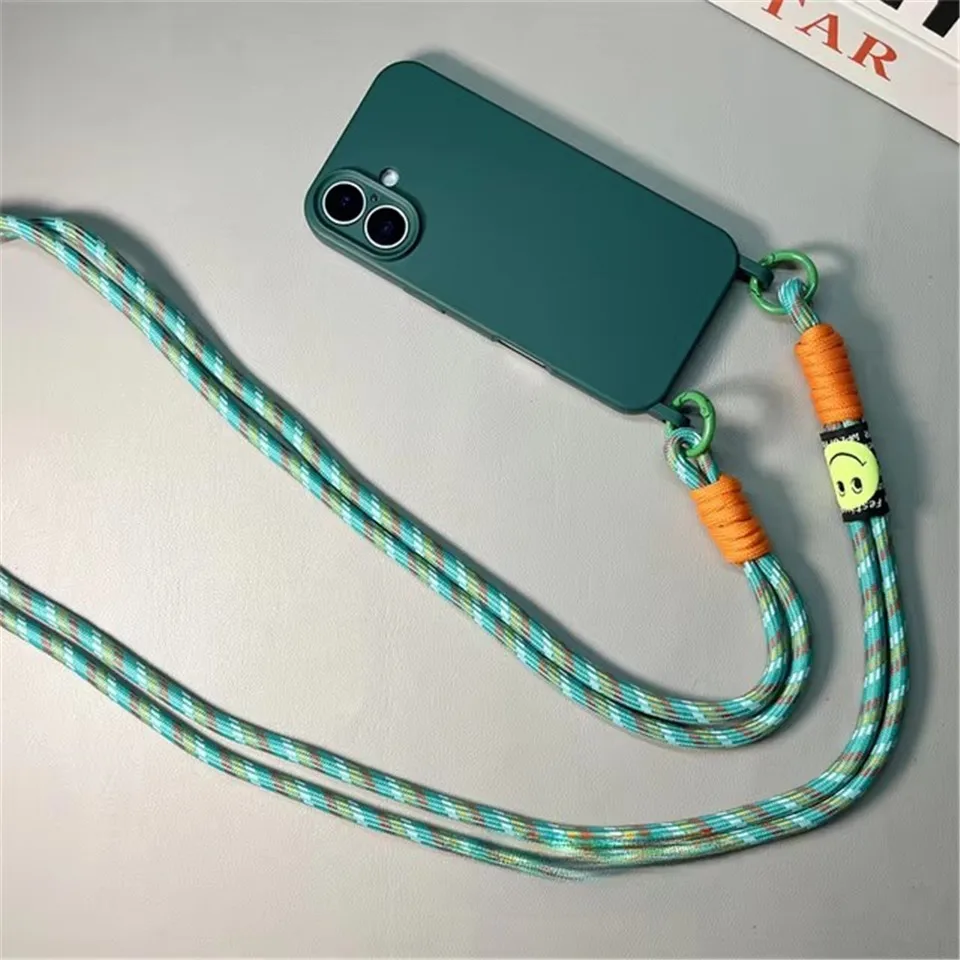 Роскошный чехол из жидкого силикона для iPhone 16 Pro Max 15 14 13 12 11 с ремнями через плечо