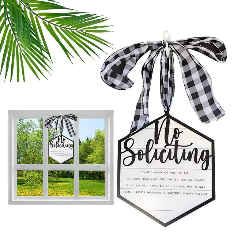 

No Soliciting Sign For House No Soliciting Quote Sign Reusable Door Sign With Buffalo Bowknot Don't Knock Or Ring Door Hanger