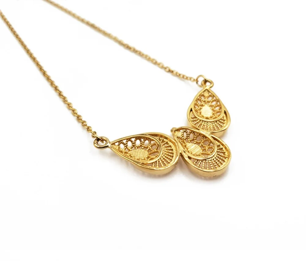 

New RoseL 24K Gold Jewelry High Quality Necklace Arab Women Jewelry Dubai 24K Gold Luxury Jewelry Arab Bride