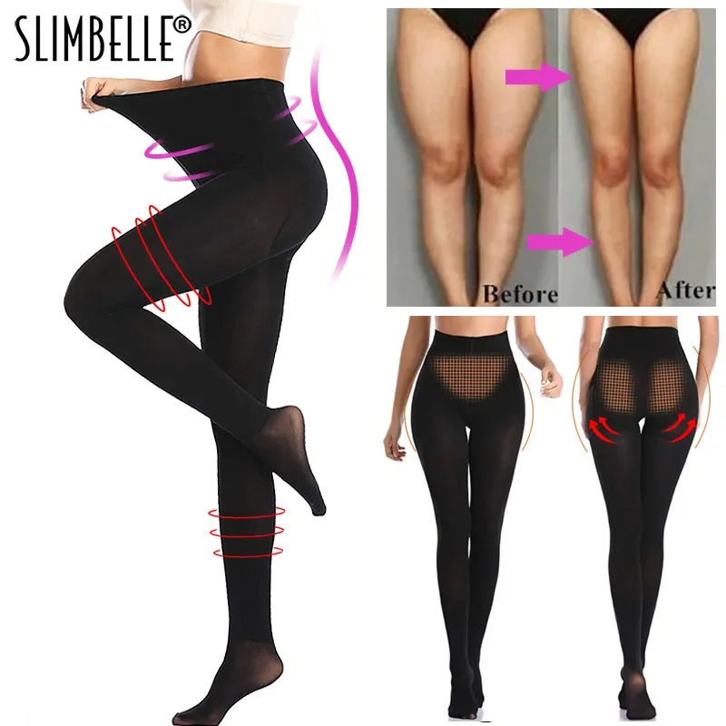 

Black High Waist Shapewear Compression Leggings Leg Slimming Body Shaper Tummy Control Tights Panties Thigh Slimmer