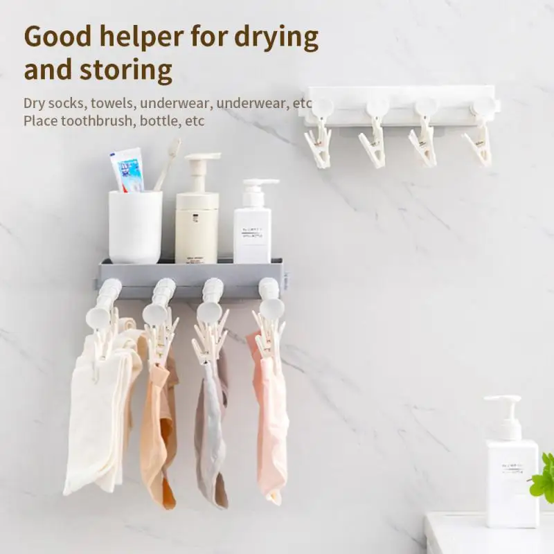 

Japanese-style Wall-mounted Retractable Underwear Drying Rack Dormitories Non-perforated Folding Clothes Drying Socks