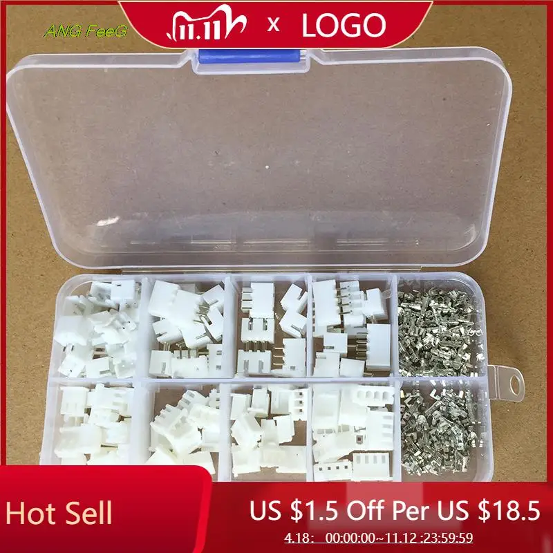 

250Pcs/Box 2.54 mm 2/3/4 Pin connector plug and terminal socket head wire adapter