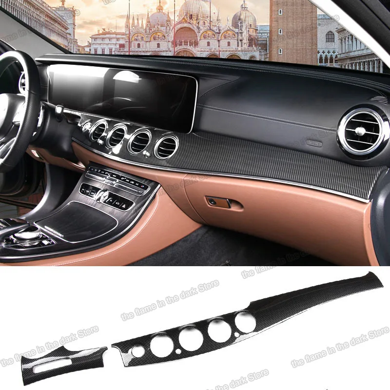 Carbon Fiber Car Dashboard Panel strip Trims for Mercedes Benz E Class W213 200 300 2016 2020 Accessories 2017 2018 2019 2021