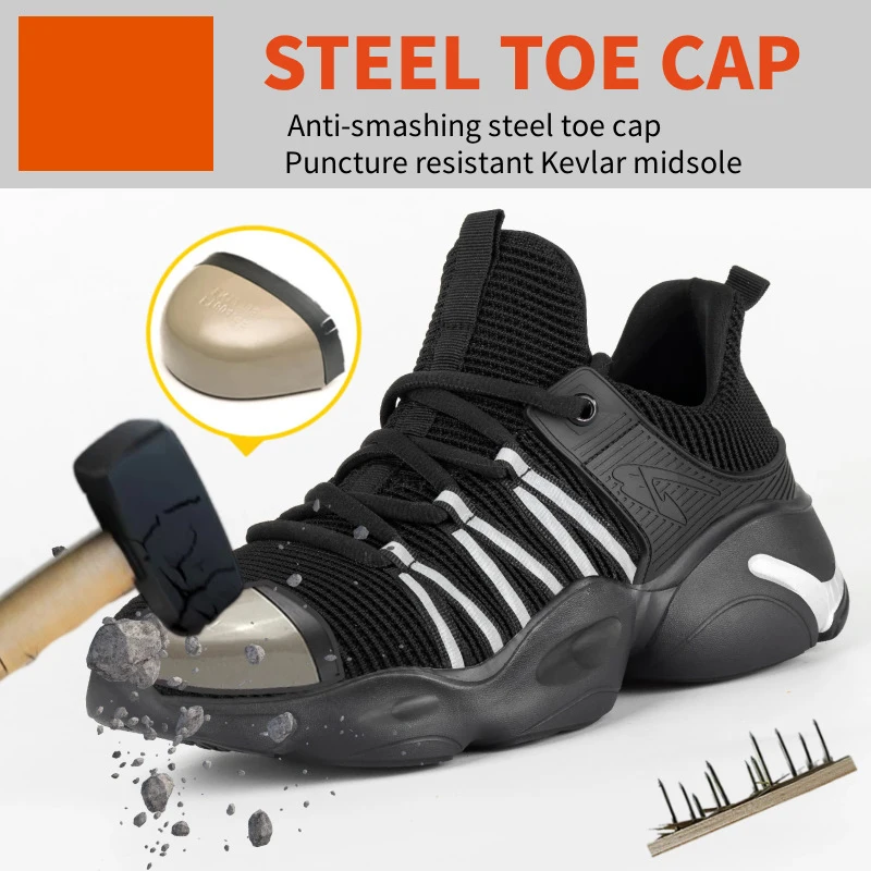 Diansen Safety Shoes Steel Toe Women Men Construction Work Shoe Lightweight Breathable Sneaker Indestructible Work Boots Purple