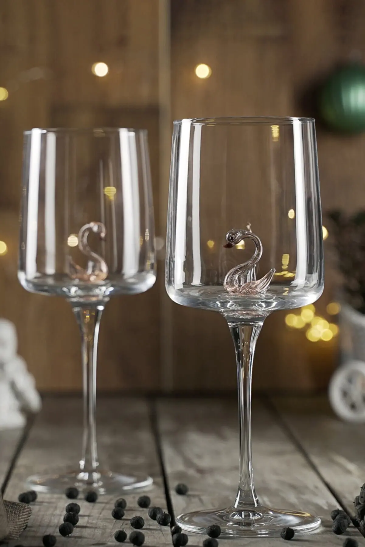 Розовый Лебедь фигурный дизайн ручной работы набор из 2 термостойких стеклянных