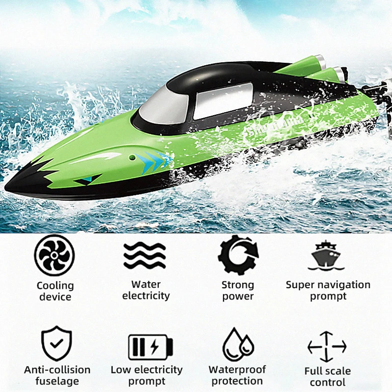 Big Size RC Boat Kids Toy High-Speed Radio-Controlled Boat Wireless Rechargeable Speedboat Boat Model Children's Gift