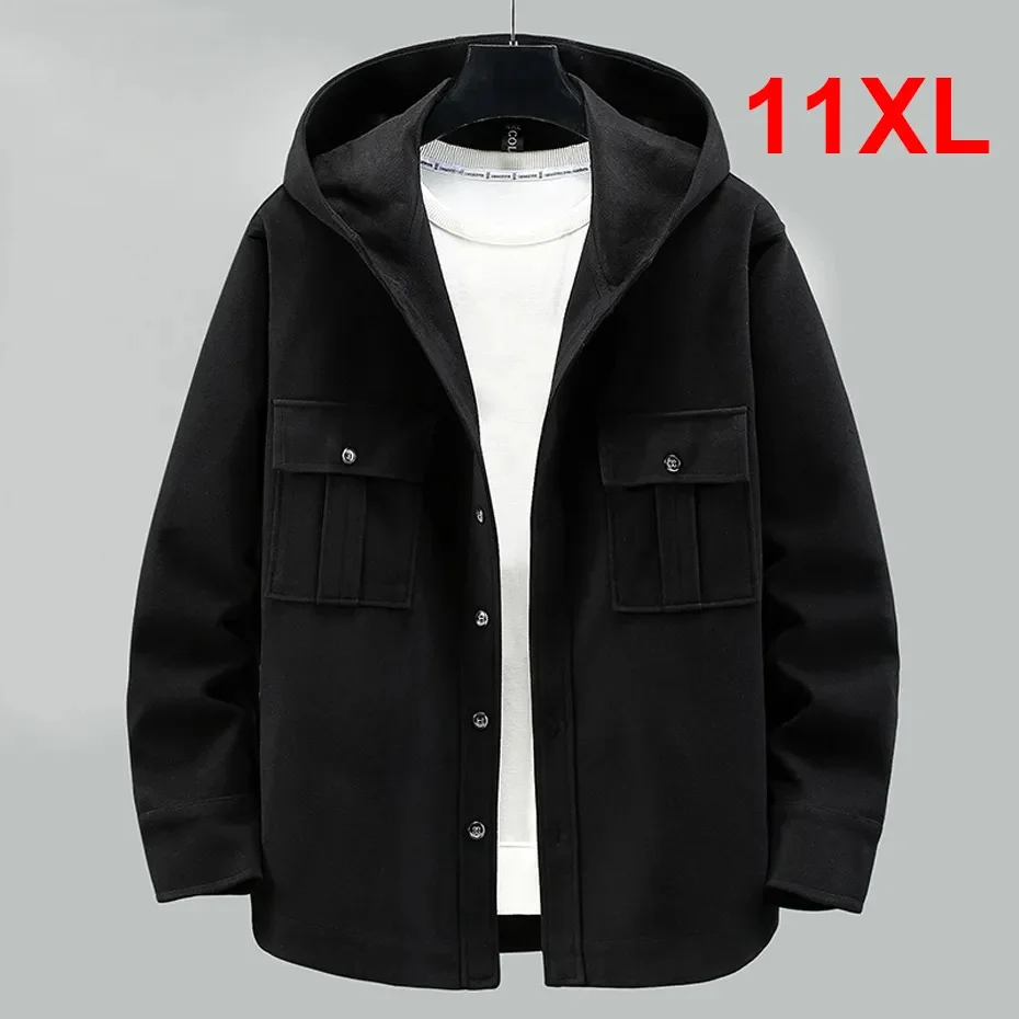 

Мужская шерстяная ветровка, черная куртка большого размера, 10XL, 11XL, весна-осень 2023