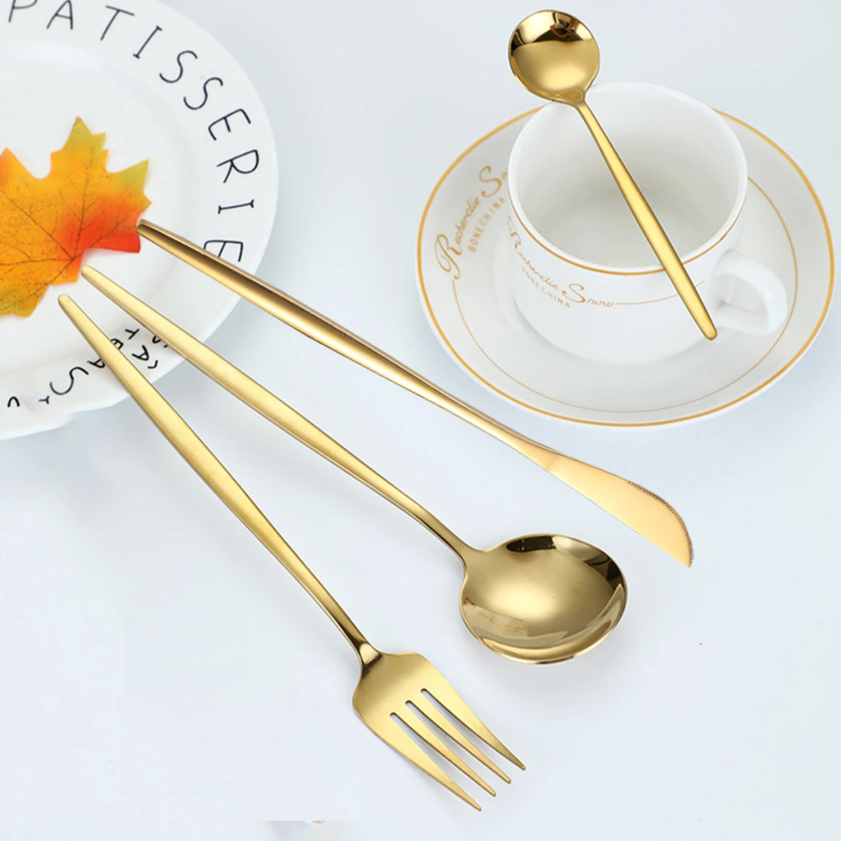 

24pcs Table Cutlery Silver Gold Dinnerware Set Cutlery Set Stainless Steel Coffee Spoons Knife Fork Cutlery Set Tableware Set