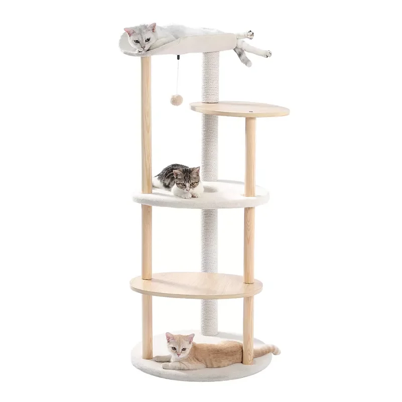 

Luxury Cat Tree Large Climbing Frame Multi-Layer Scratching Post Resistant Sisal Cat Tree with Hanging Ball Kittern Playground