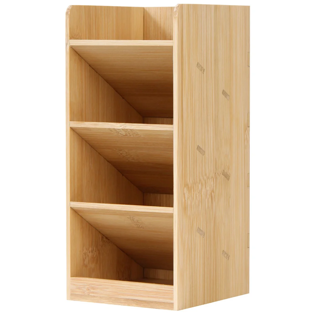

Pen Organizer Holder Desktop Stationary Wooden Container Box Storage Case Wood Desk File Multi Stationery Functional Tray